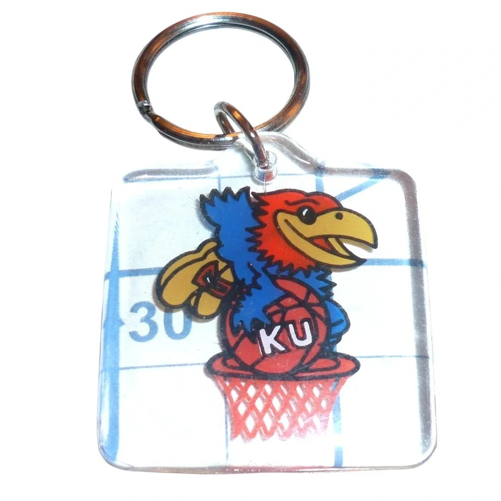 Vintage University of Kansas Jayhawks Acrylic Keychain KU Basketball Mascot